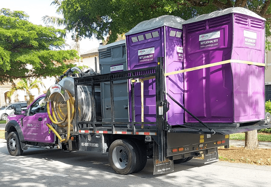 truck delivering premium portable toilet rentals in Rocky Point from John To Go