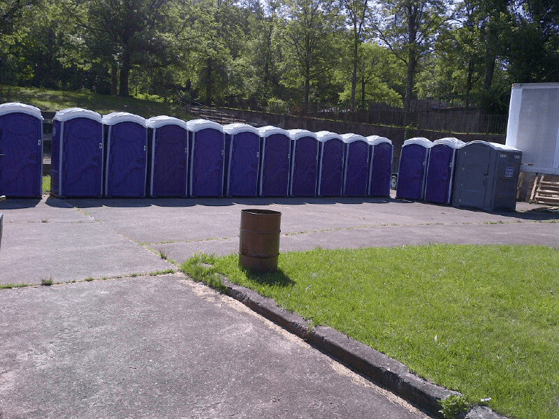 Row of units for portable toilet rental Huntington NY